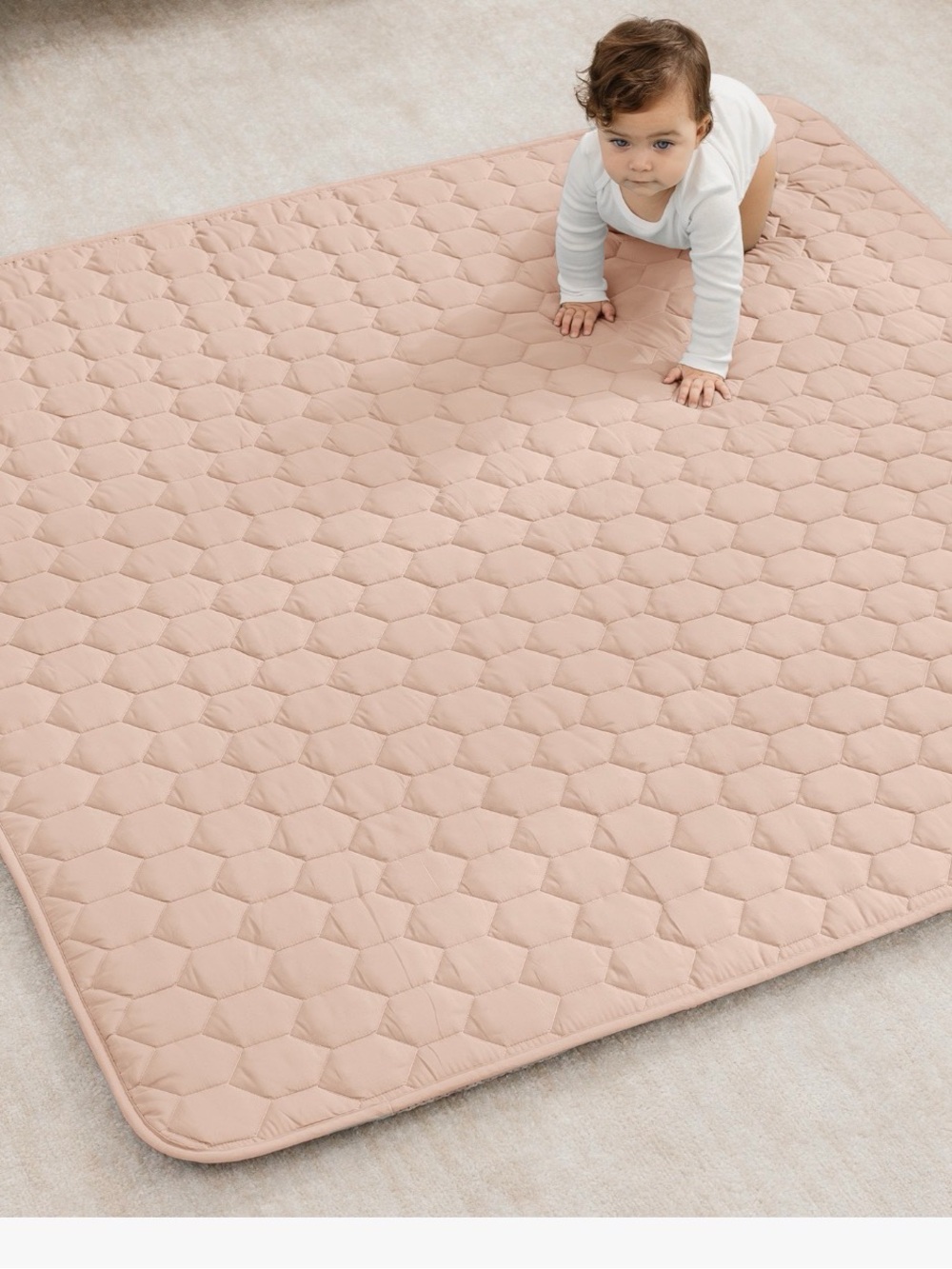 COMFY CUBS Play Mat Quilted Floor Pad in Blush Pink